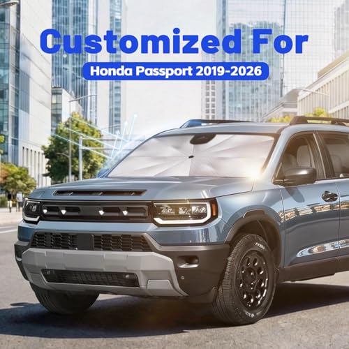 Image of Car Windshield Sun Shade for Honda Passport 2019-2026 -[Reflective Coated Fabric] Sunshade Umbrella for Front Window, Car Shades Sun Visor Keep Car Cool and Protects Interior, 1:1 Exact Fit