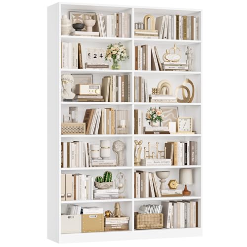 FirFurd Bücherregal 212 cm hoch Regal mit 14 Fächern Bücherschrank Standregal Aufbewahrungsregal für Wohnzimmer Arbeitszimmer Küche 116 x 28 5 x 212 cm weiß