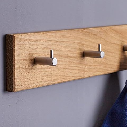 WOODS Hakenleiste Garderobe Holz massiv I Garderobenleiste Landhaus I moderne Wandgarderobe aus Holz I Handtuchhalter I Garderobenpaneel Flur Büro Cover