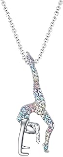 SUMFAN Regalos de gimnasia para niñas, collar de gimnasia, joyería deportiva, bailarina para niñas, regalos de cumpleaños y Navidad
