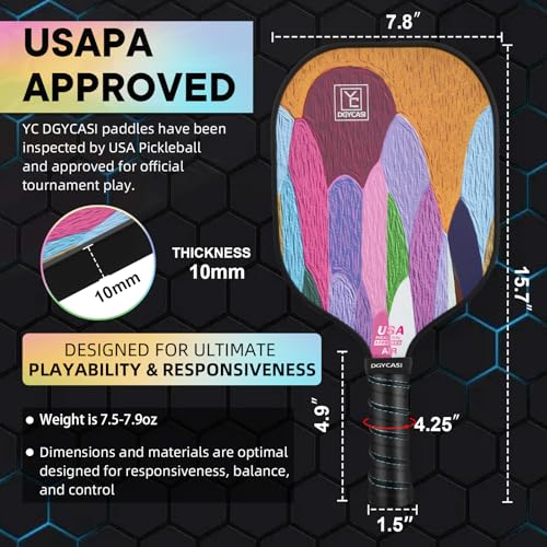 Image of YC DGYCASI Pickleball Paddles Set of 2 USAPA Approved Pickleball Set 2026