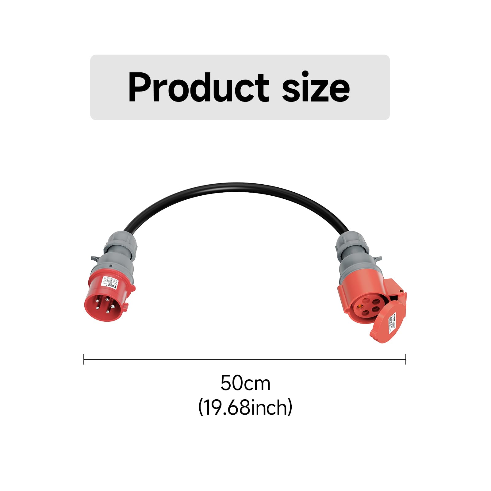 Adaptateur CEE 16A vers 32A, Prise CEE 16-32A/400V Triphasé, Etanche IP44 pour Rallonge Electrique, EV Chargeur