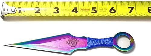 Miniatura 2 de Juego de 3 cuchillas lanzadoras Kunai de acero de anime japonés ninja, 6-12 pulgadas en total para recreación (estilo de hojas mixtas)