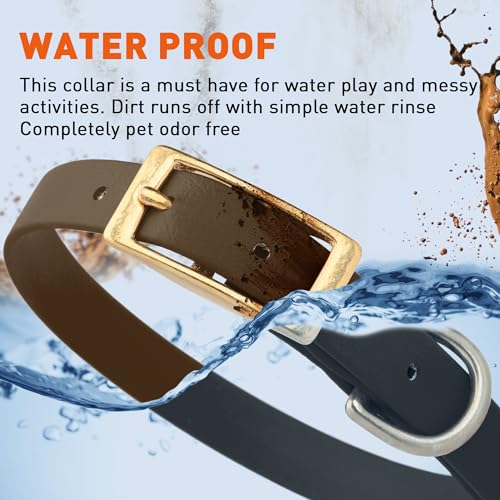 Image of Viper Biothane Heavy Duty Waterproof Dog Collar Strong Coated Nylon Webbing w /Solid Brass Hardware Odor-Proof Easy to Clean High Performance Fits Small Medium or Large Dogs, Dark Chocolate Brown