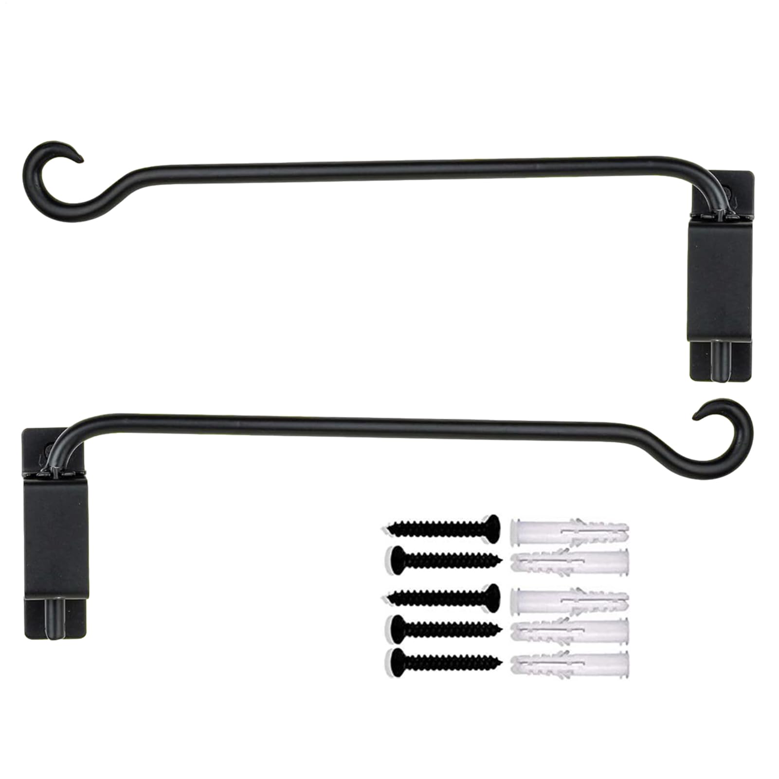 Lot de 2 supports muraux en fer pour suspendues - 30 cm - Pour suspendre des - Mangeoire à oiseaux - Lanterne - Carillons à vent - Appliques murales