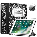 Fintie SlimShell Case for iPad 6th Generation 2018 / iPad 5th Gen 2017/ iPad Air 2 / iPad Air - [Built-in Pencil Holder] Soft TPU Back Cover w/Auto Wake Sleep for iPad 9.7', Composition Book