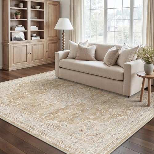 PureCozy Braun Teppich Wohnzimmer 160x230cm Waschbarer Wohnzimmerteppich – Ansicht 1
