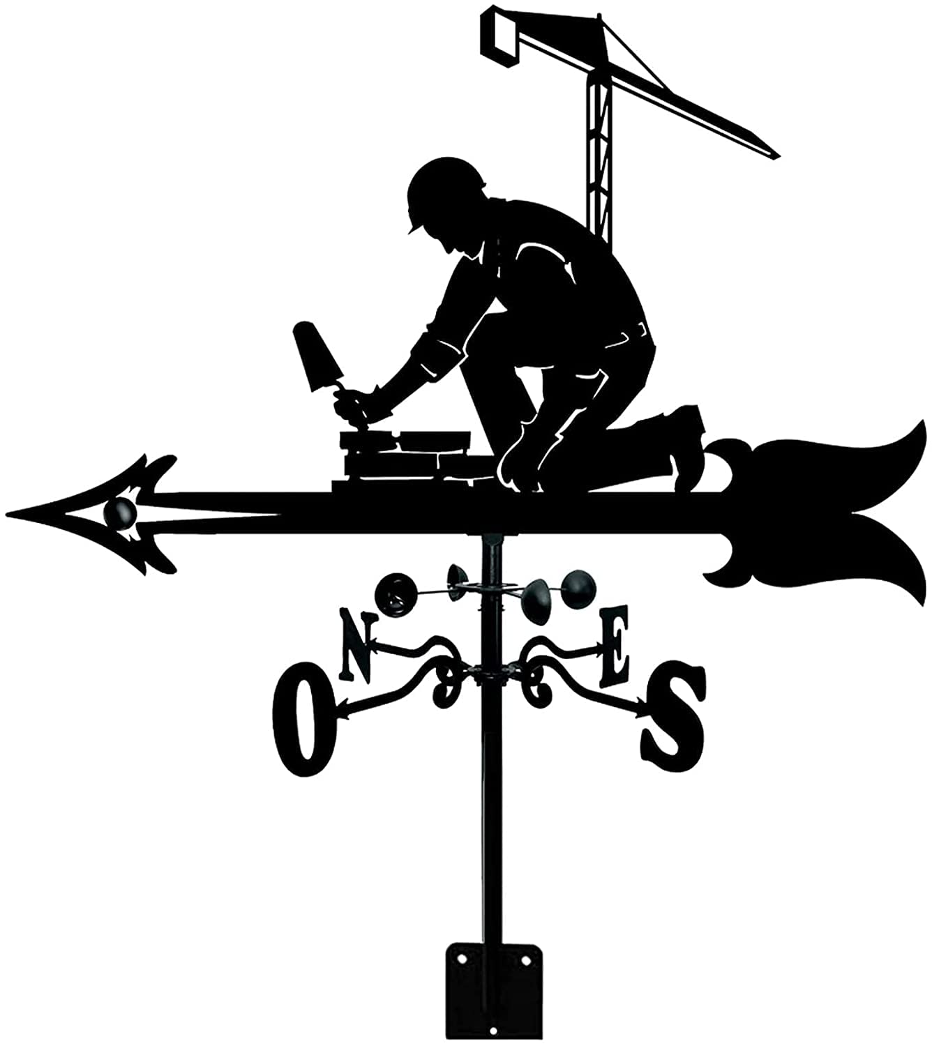Banderuola in Metallo con Ornamento da Muratore, segnavento Indicatore di direzione del Vento da Giardino Strumento di misurazione Professionale Montaggio su Tetto da Giardino Facile da usar