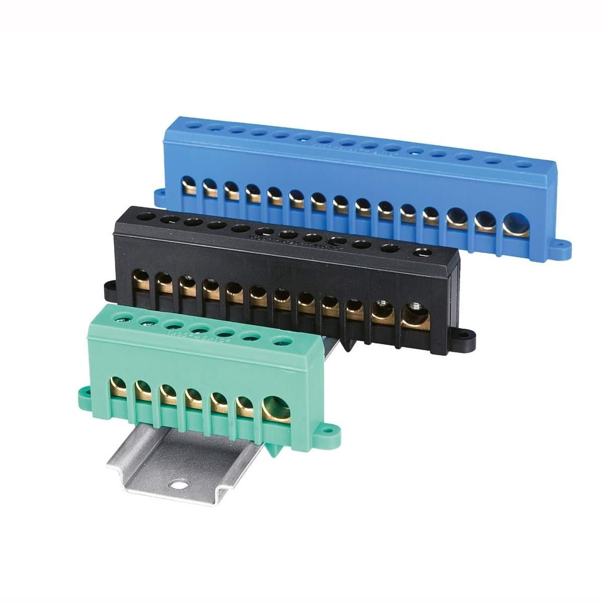Morsettiera isolata per barra din, 12 contatti, 1x35 mm2-1x25 mm2-10x16 mm2, nero - Elettrocanali EC890057