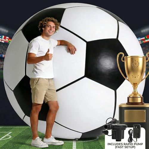 Tademis 80 Giant Inflatable Soccer Ball - Party Decorations Jumbo Soccer Beach Ball for Stadium Stands Fanzone Pool & Outdoor Events Includes Rapid Pump(80-inch)