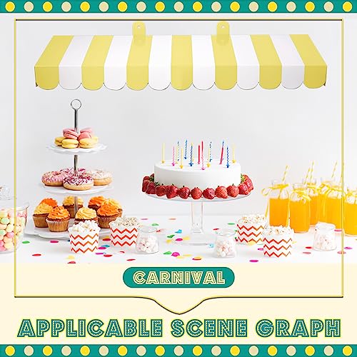 Image of Boao 4 Pcs 3D Cardboard Awning Decor,Yellow and White,Striped Style