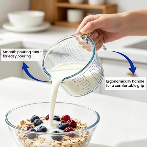 Jarra medidora de vidrio 4 tazas con tapa miniatura 5