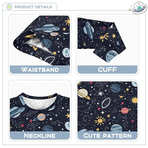 JUNZAN Cartoon Starry Sky Cosmic Planets Kids Girls Hooded Sweatshirt Crewneck Sweatshirts for Boys Party 4T3