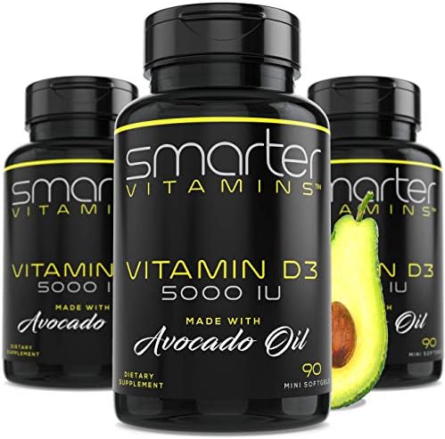 (3 Pack) Smarter Vitamin D3 5000 IU in Avocado Oil 125mcg 270 Mini Softgels