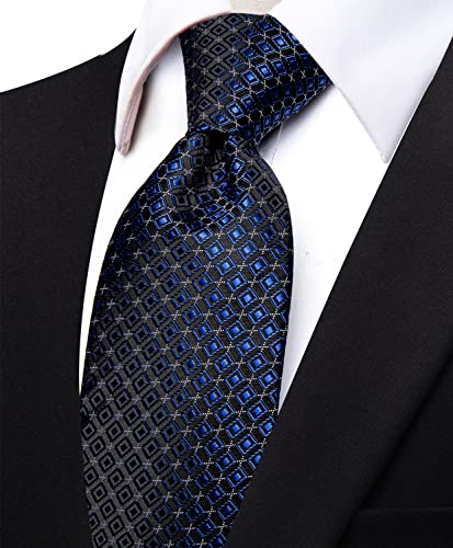 Image of YourTies Men's Neckties Striped Tie and Plaid Neckties for Men Woven Silk Tie Gold Tie Clip Set