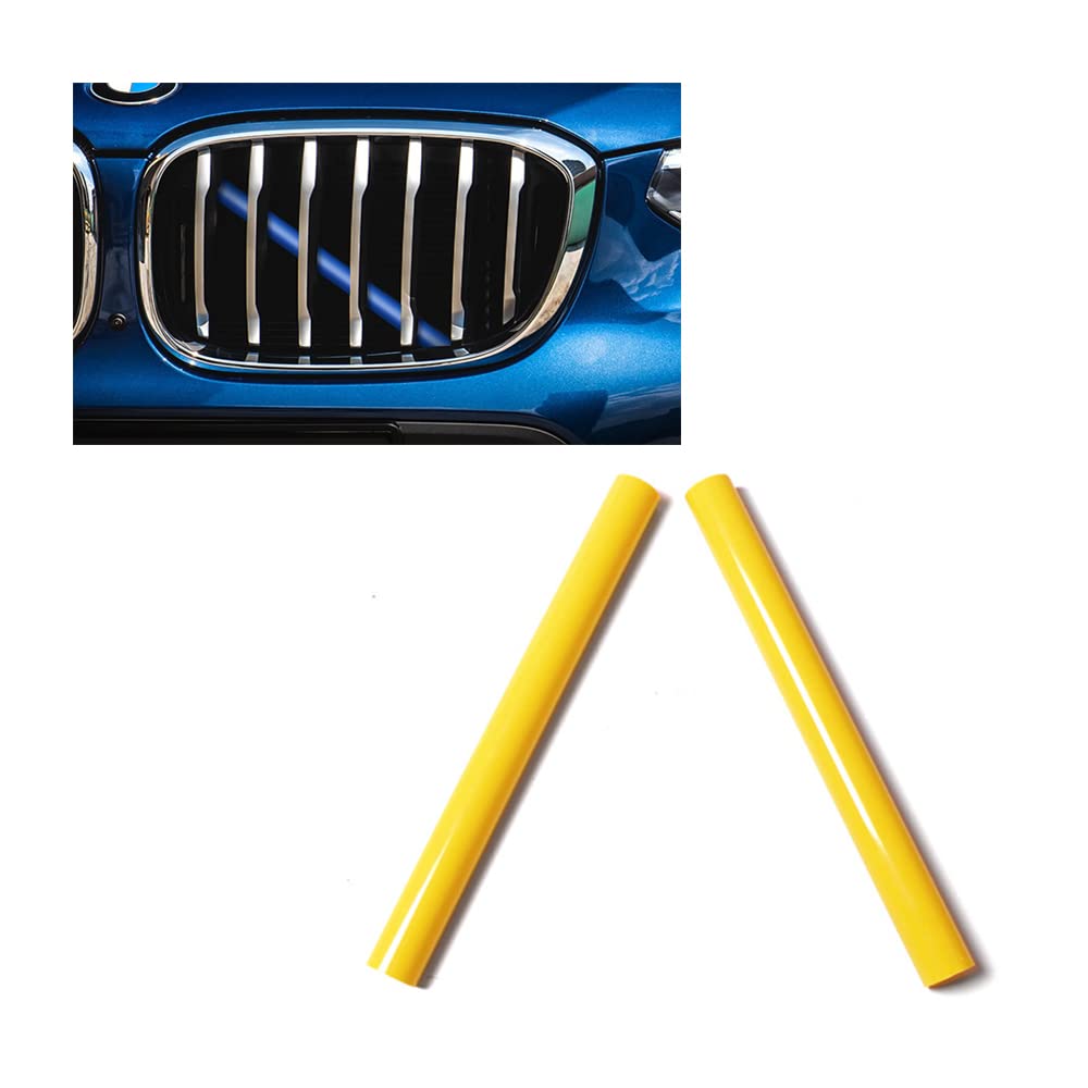 HIBEYO Grille Insert Trim Strips For BMW E60 F52 - PVC V-Brace Cover Decoration (2 Pcs, Yellow) - View #6