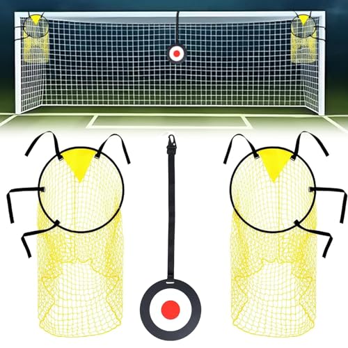 Kinoco 3PCS football Training Equipment Includes 2 Top Bins Football Targets and 1 TargetEasy to Attach and Detach Soccer Goal Net for Goal Training and Accuracy Practice