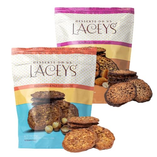 Laceys Gourmet Cookies - Light and Crispy Delicious Cookies - Handcrafted by Desserts On Us (2 Pack(8oz Each), Variety Pack)