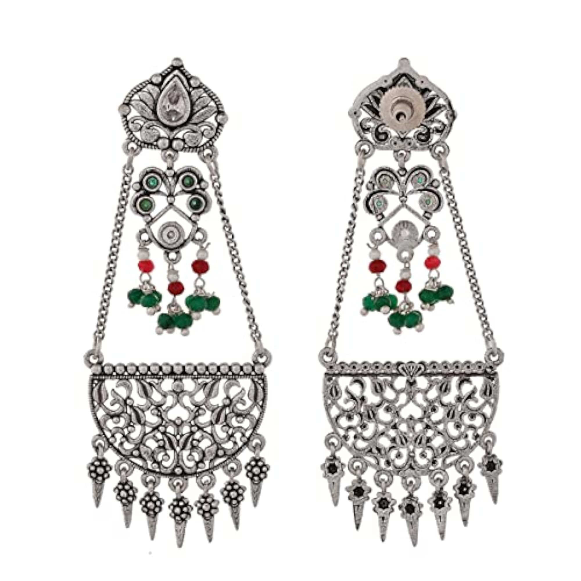 Abharan Oxidised Plated Earrings with Embellishments