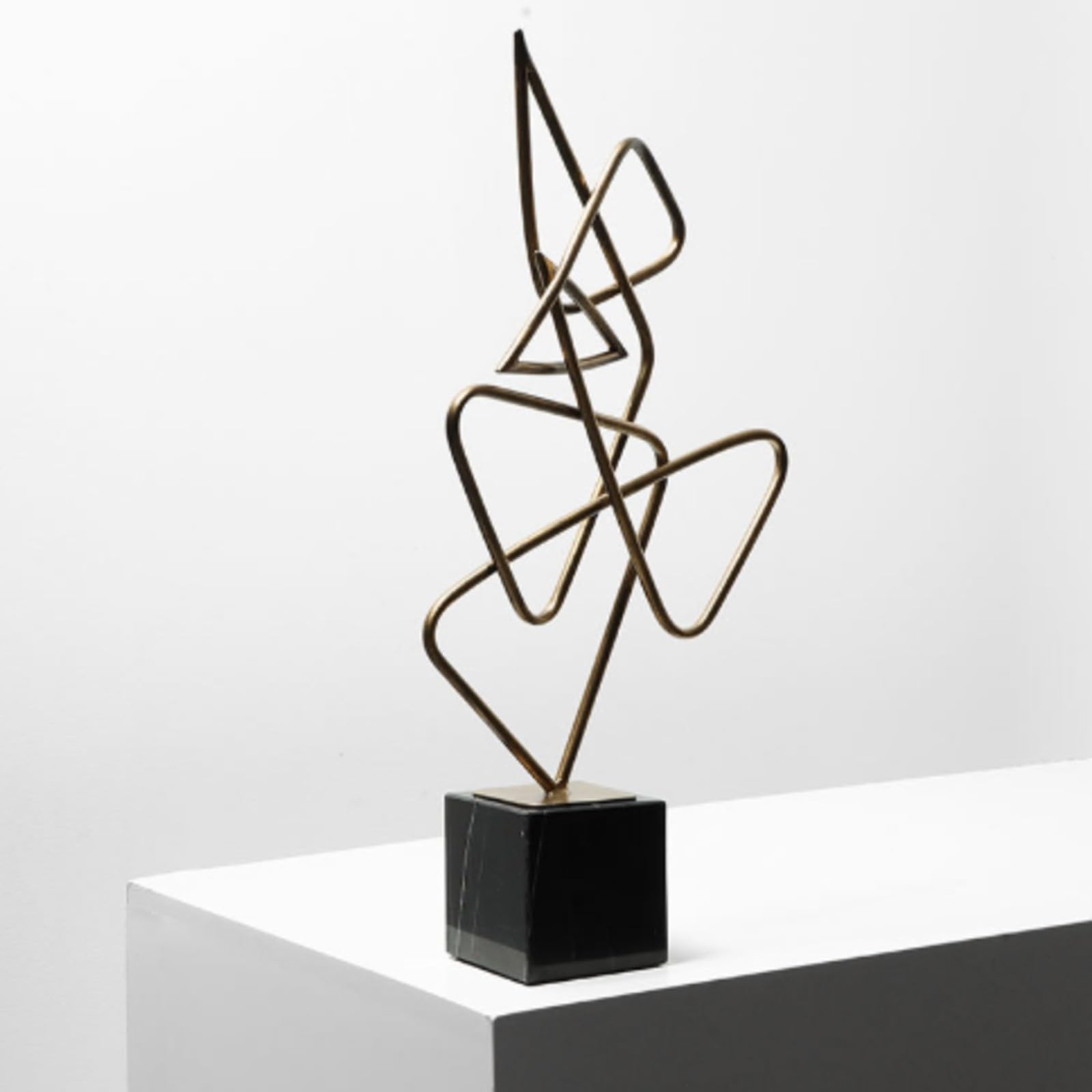 Escultura Geométrica Dorado Geométrico, Adorno Abstracto, para Salón, Consola, Recibidor