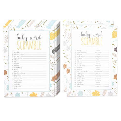 50 Baby Shower Game Sheets and 2 Answer Key Word Scramble Party Games - for Boy or Girl Unisex Gende - //coolthings.us