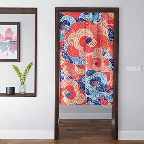 Spanker Colorful Lucky Pattern Japanese Artistic Fengshui Door Curtain for Home Kitchen Door