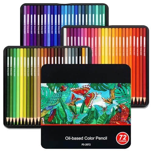 YAWAHOME Lot de 72 crayon de couleurs de qualité pour adultes, artistes professionnels et coloristes, fournitures artistiques pour enfants débutants, crayons de...