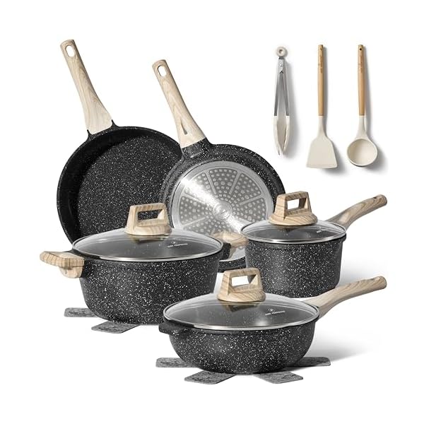 JUST PERFECTO Batteria Pentole e Padelle a Induzione, Set Padelle Antiaderenti Per tutti i piani cottura, Batteria di pentole antiaderente con Coperchi, set pentole induzione senza pfoa e ptfe