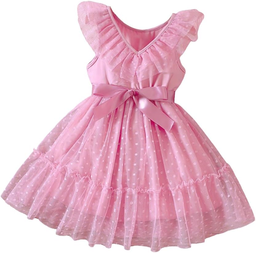 Toddler Girl Tulle Dress Summer Ruffle Sleeveless Baby Girl Fashion Casual Dresses 1-6Y