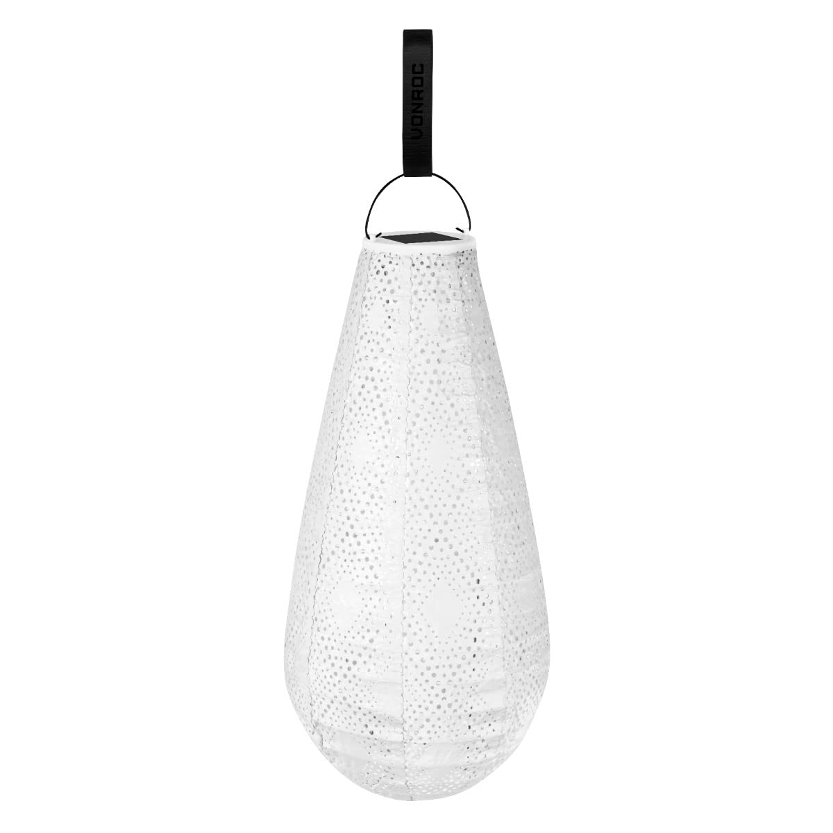VONROC Lanterne solaire à LED Luna Drop – Éclairage de jardin solaire - 400x200mm – Givre - Fait-main - Luxueuse matière résistant aux intempéries
