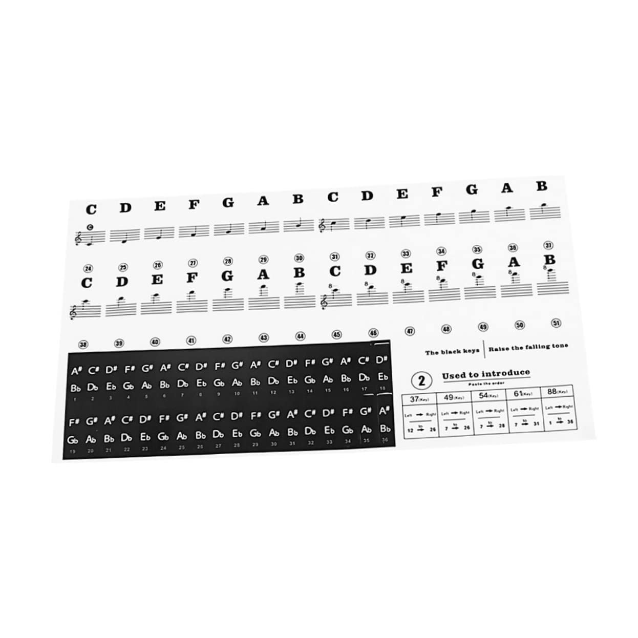 Totority Piano Labels for Keys Large Print 37/49/54/61/88 Key Stickers for Boys and Girls Easy to Identify Notes