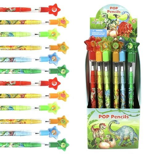 Crayons empilables dinosaures TINYMILLS avec gomme | Lot de 24 pour enfants