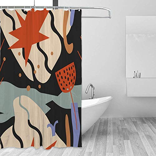 Rideau de douche polyester motif aquarelle multicolore 72x72 inch