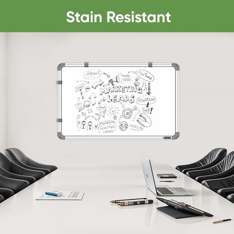 Image of 2x3 feet Non-Magnetic White Board for Kids, Home & Kitchen with Heavy-Duty Aluminium Frame, Scratch-Proof & Corrosion-Proof Surface Whiteboard, Size - 3x2 Feet