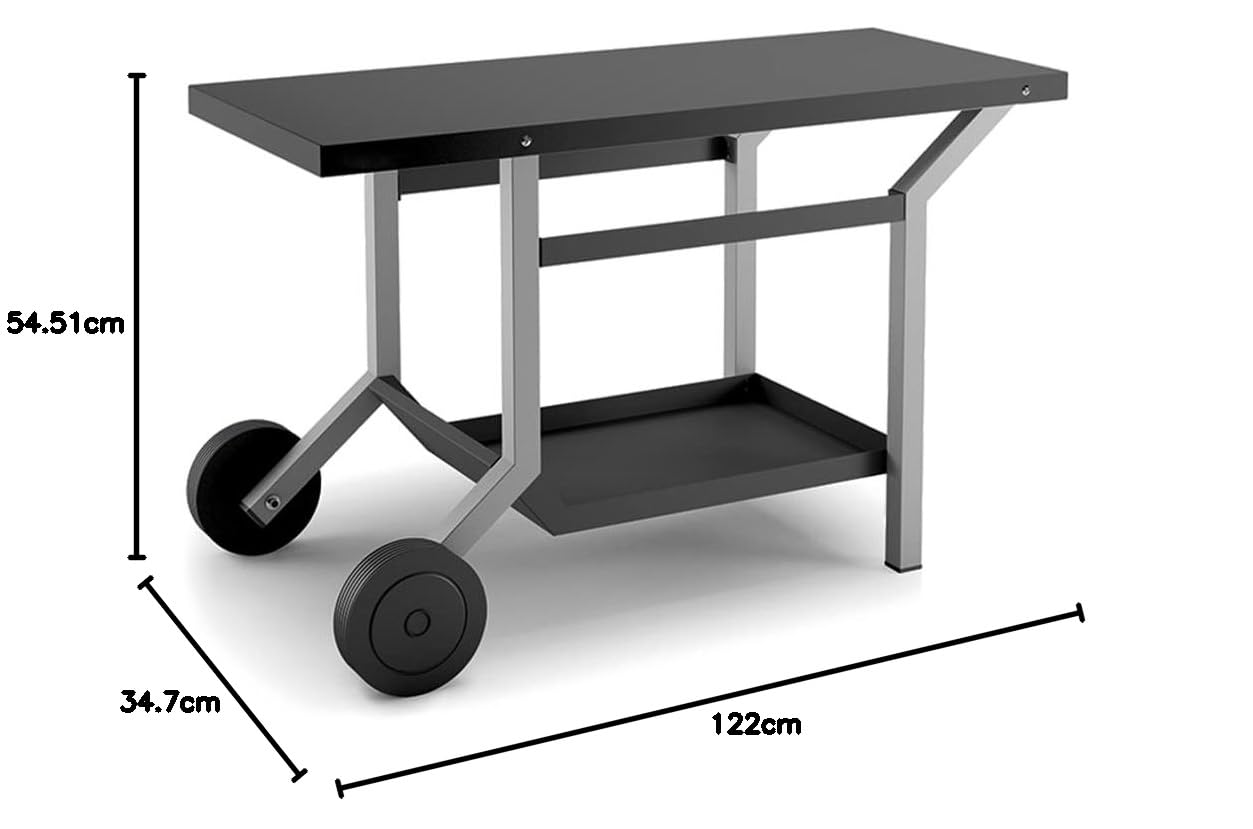 Forge Adour – Table Roulante Plancha Acier Noir et Gris, Crédence Intégrée, Cache Bouteille Gaz, Compatible Planchas 45, 60 et 75 cm, Garantie 2 Ans