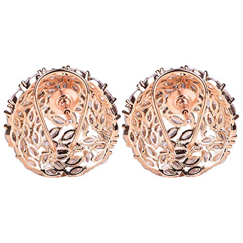 Ratnavali Jewels Yellow Gold Tone Green Cubic Zirconia Shinning Party Bold Stud Earrings4