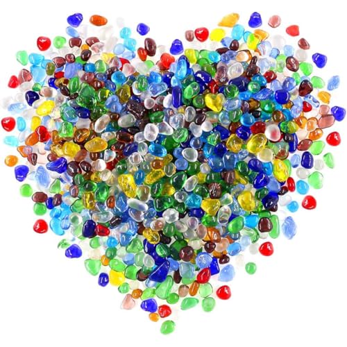 Image of 1 LB (460g) Tumbled Irregular Sea Glass Gemstone Chips, Colorful | Vibrant Long-Lasting Hues, Premium Polished, Safe Non-Toxic Material, Ideal for DIY Crafts & Decorations