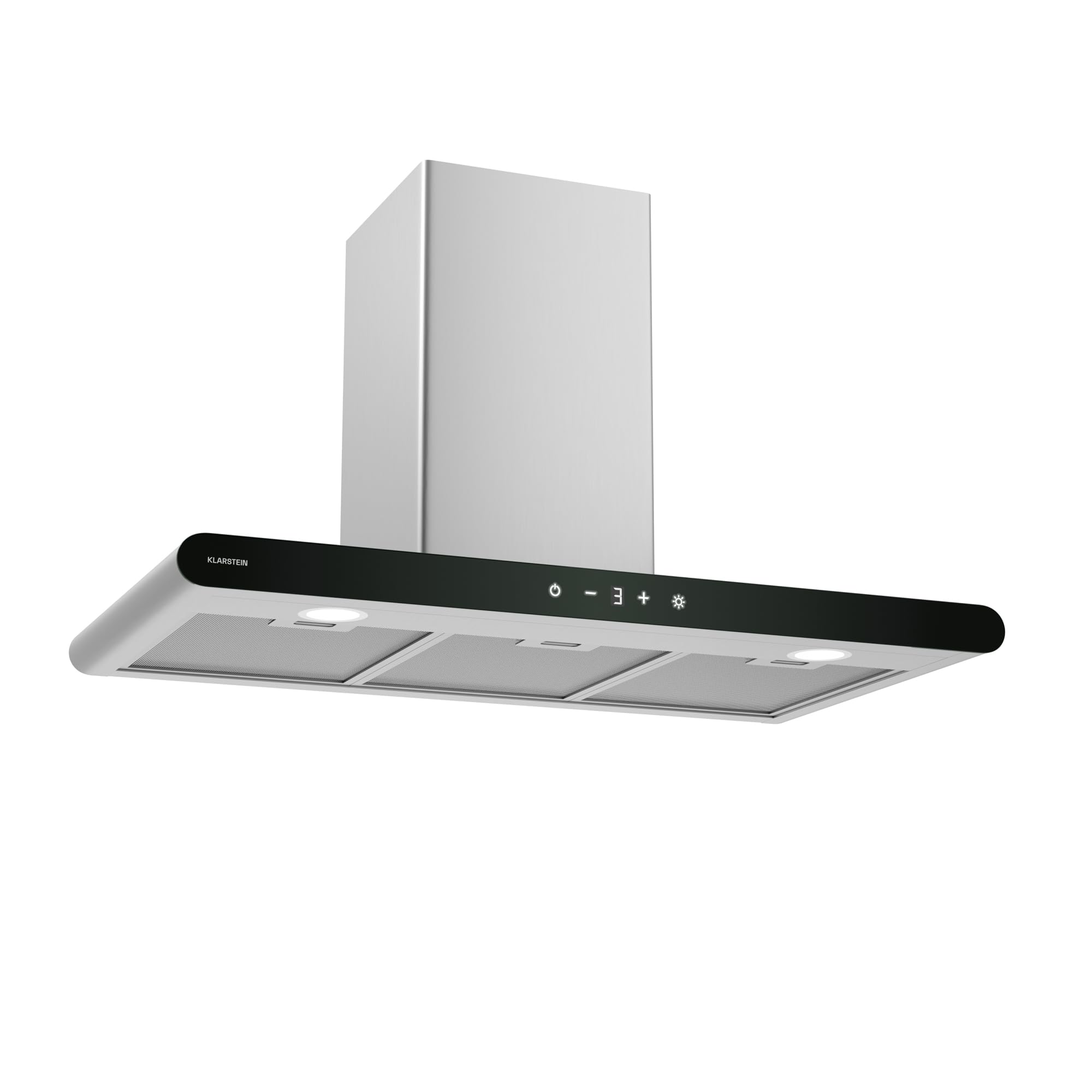 Klarstein CurveVent okap kuchenny – 90 cm, strumień powietrza 700 m³/h, energooszczędność A+, obsługa dotykowa, oświetlenie LED, 56 dB, czarny, filtr powietrza wylotowego i węglowego