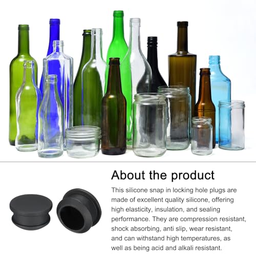 Image of Snap in Locking Hole Plugs Rubber Panel Seal Cover Drilled Silicone Caps, [for Kitchen Rubber, Waterproof Sealing Plugs] - 19mm /0.75in /Black /10Pcs