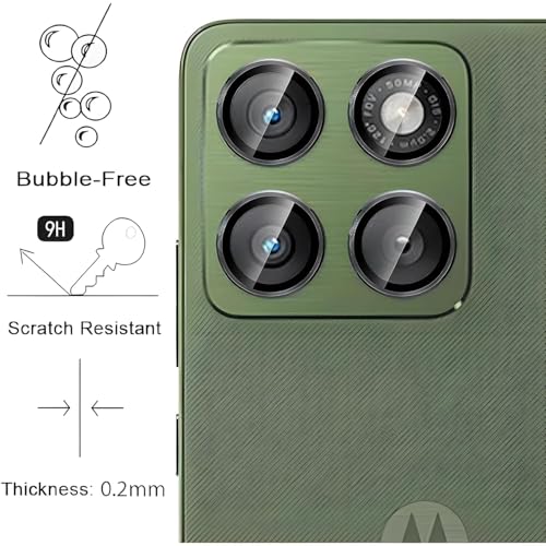 Image of ZARALA Camera Lens Frame Glass Compatible with Motorola Edge 70 Fusion Tempered Glass Aluminum Alloy Frame Individual Camera Lens Protector Cover Black