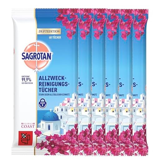 Sagrotan Allzweck-Reinigungstücher Floral Coast – Hygienische Allzweck-Reinigungstücher (6 x 60 Stück)