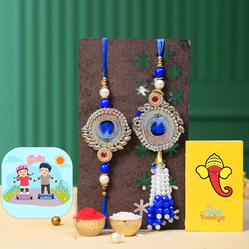 Image of CraftVatika Magnet with Rakhi Gift for Brother Bhabhi, Rakhi Gift Combo for Bhaiya Bhabhi Couple Rakhi for Bhai Bhabhi Rakhi with Magnet, Fridge Magnet for Fridge Door Decor