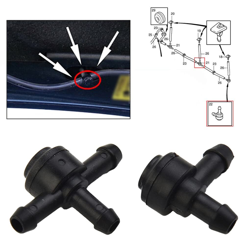 Riloer 2 pezzi valvola a 2 vie e 3 vie tubo di ritegno lavacristalli per Volvo C30 C70 S40 S60 S70 S80 V50 V70 XC60