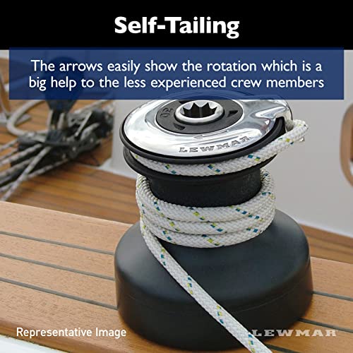 Image of Lewmar 15ST EVO Self Tailing Alloy Winch in Black - Single Speed Size 15 Winch, Gear Ratio 2:1, Power Ratio 15.8:1, Measures 4-3 /4 inch Base Diameter x 4-11 /16 inch high, no Tools Required