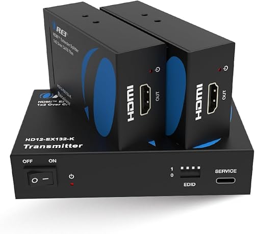 Miniatura 10 de OREI Divisor extensor HDMI 1x8 HDBaseT 4K, múltiple sobre un solo cable CAT67 4K 60Hz 444 HDCP 2.2 con gestión EDID remota por infrarrojos, HDR,