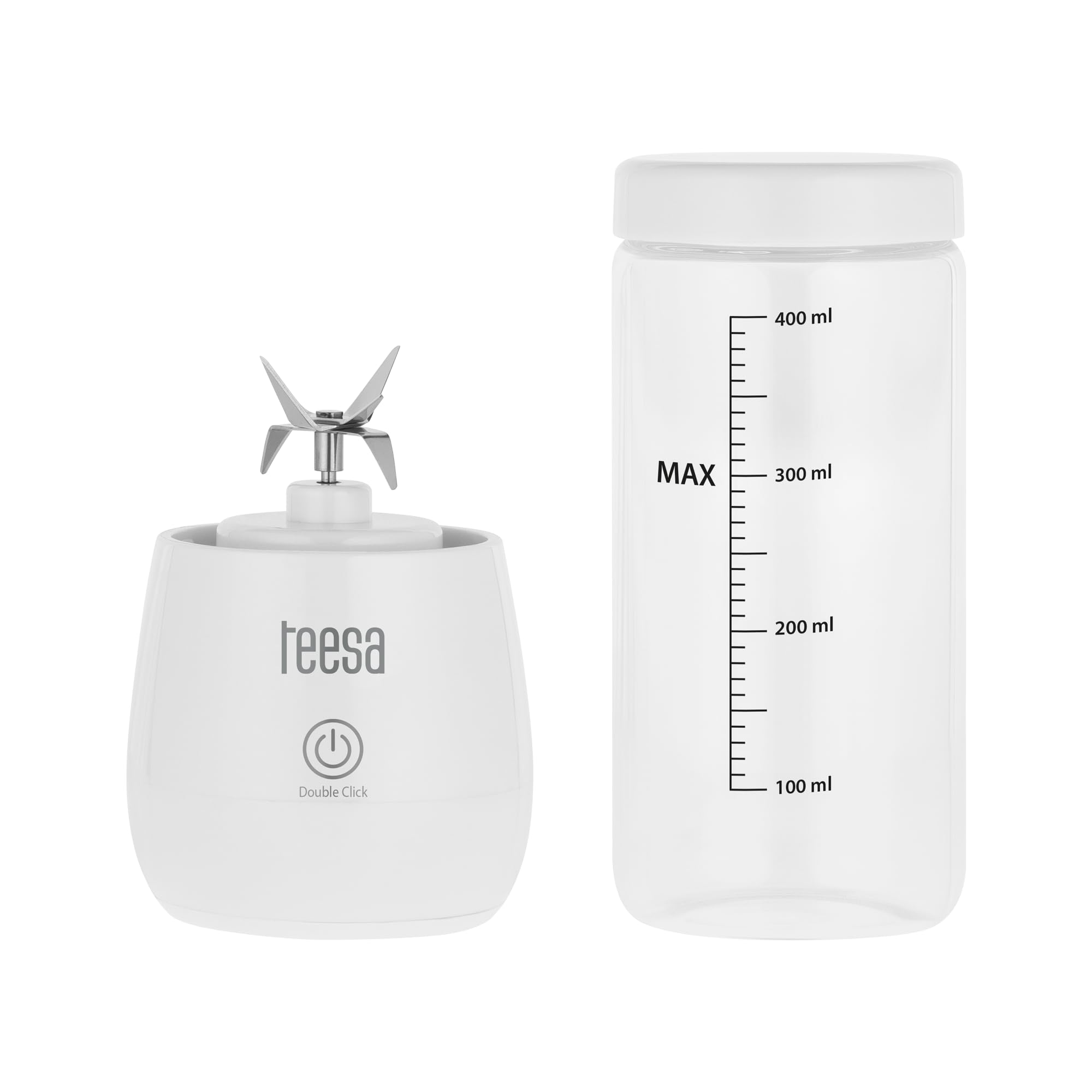 Teesa TSA3543 Blender Sans Fil Tasse En Verre 450ml Puissance 100W 6 Lames En Acier Inoxydable
