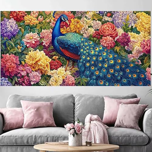 Diamond painting adulte paon grand format 80x160cm de broderie 5D DIY