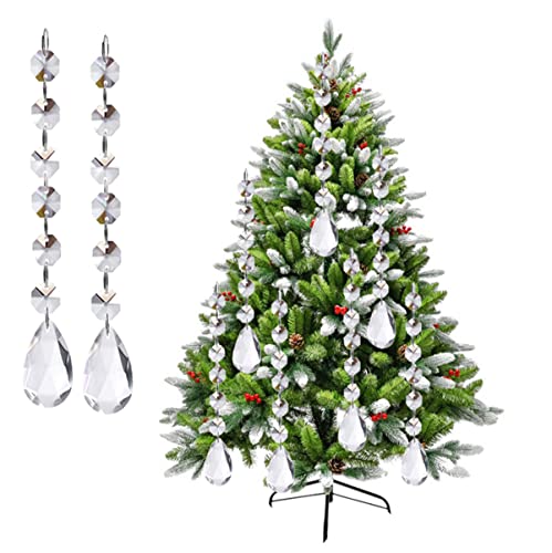 WAZHRMGHG 30PCS Clear Acrylic Crystal Ornament Beads Garland Chandelier Hanging Crystals for Wedding Party Celebration Christmas Tree Decor (30, 6 Octagonal Beads+1 Pendant)2
