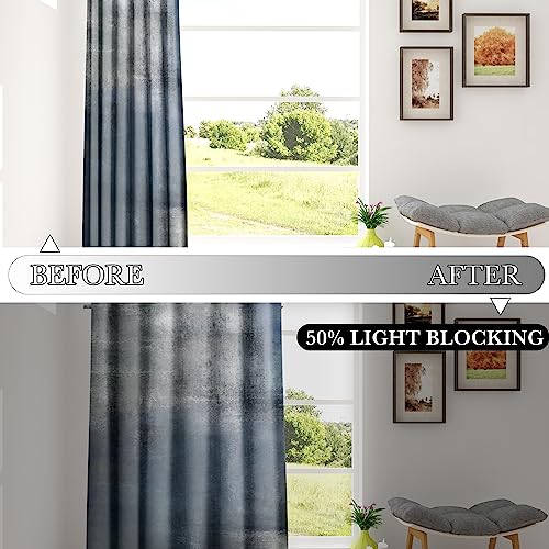 Image of Asuexpect Dusty Blue Abstract Curtains 2 Panels Set Navy Grey Geometric Curtain Modern Chic Window Treatments Decorative for Farmhouse Living Room Bedroom Window 50% Darkening Curtain 42x63 Inch