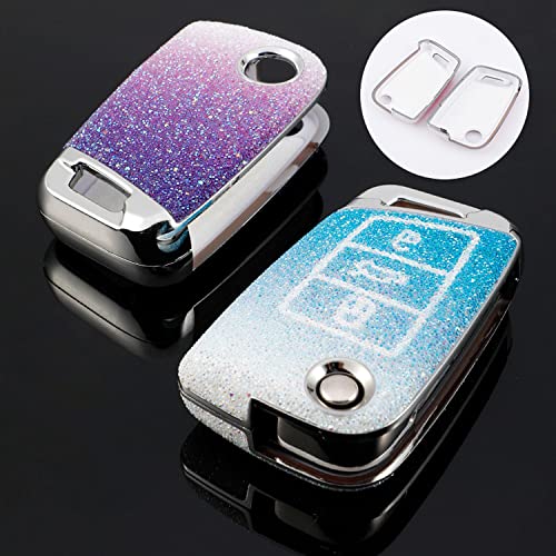 Coque de clé Volkswagen strass diamant de luxe bleu dégradé - 5